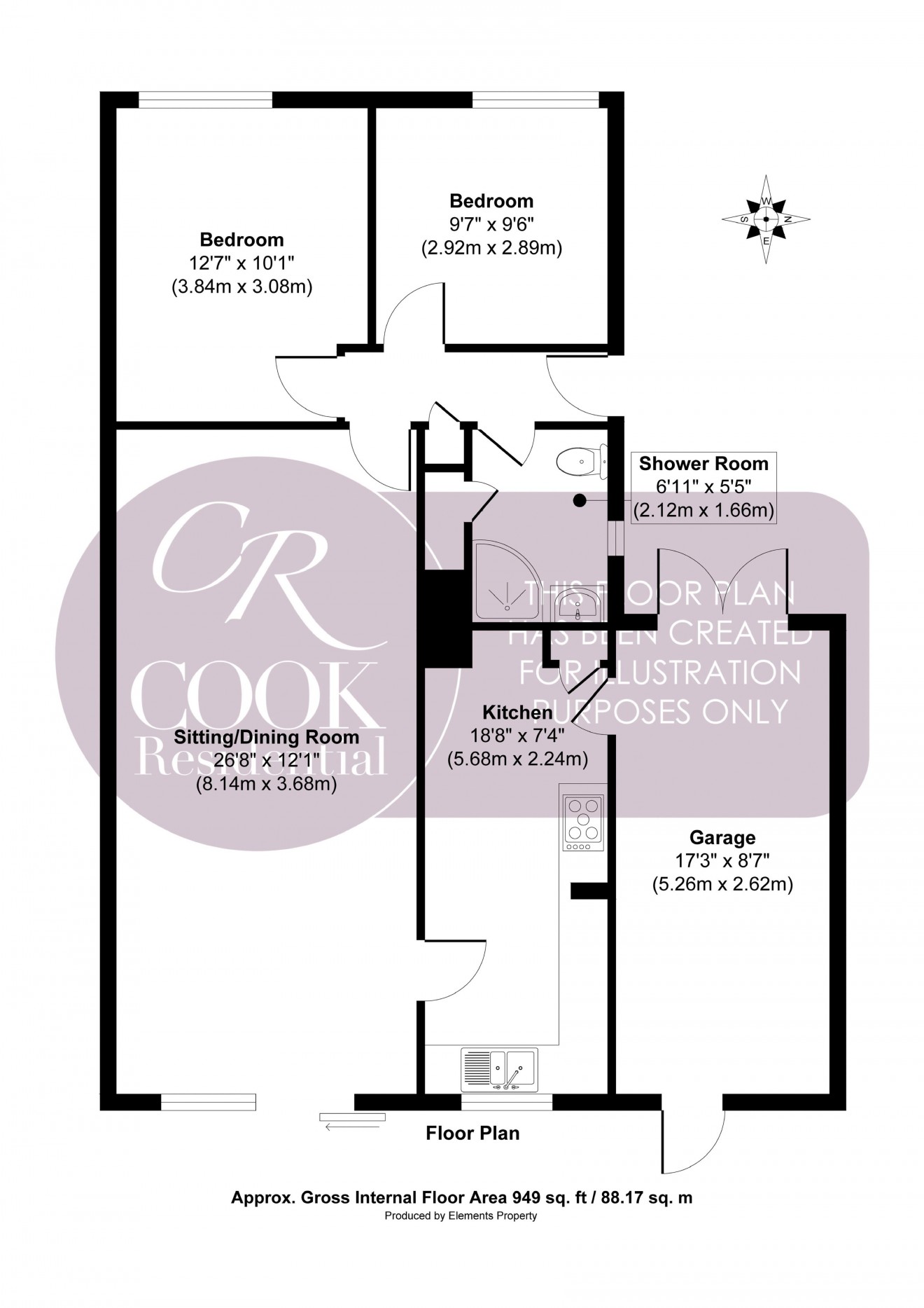 Floorplan for Willow Road, Charlton Kings