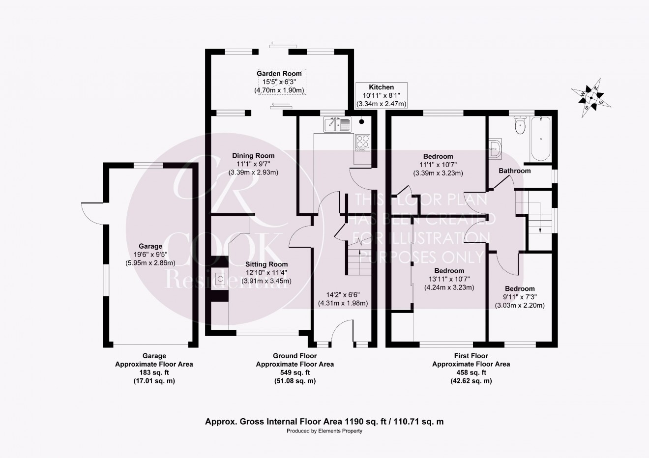 Floorplan for Cowley Close, Benhall, Cheltenham, GL51 6NP