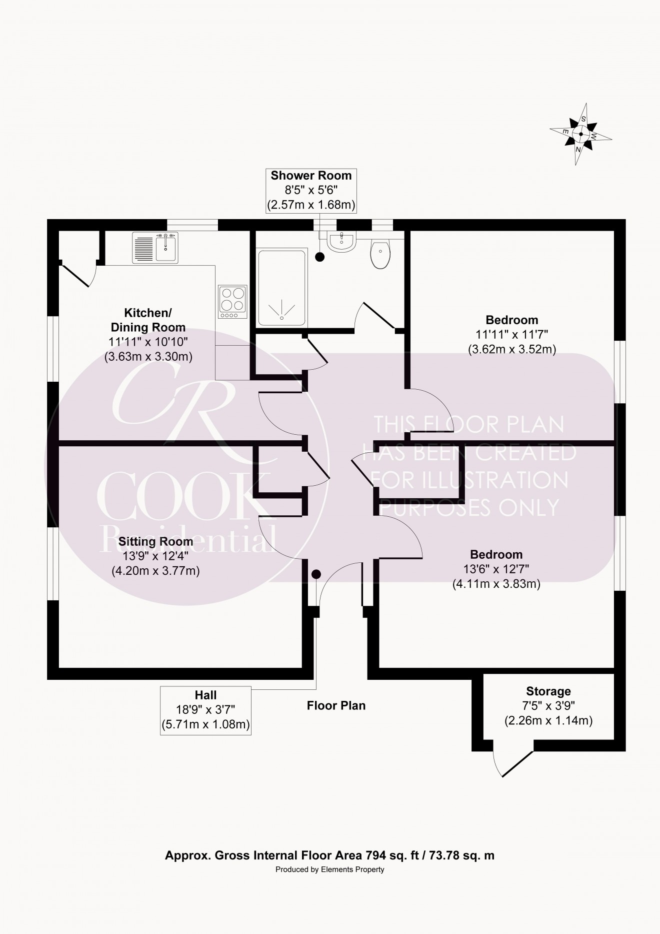 Floorplan for Grasmere Road, Hatherley, Cheltenham