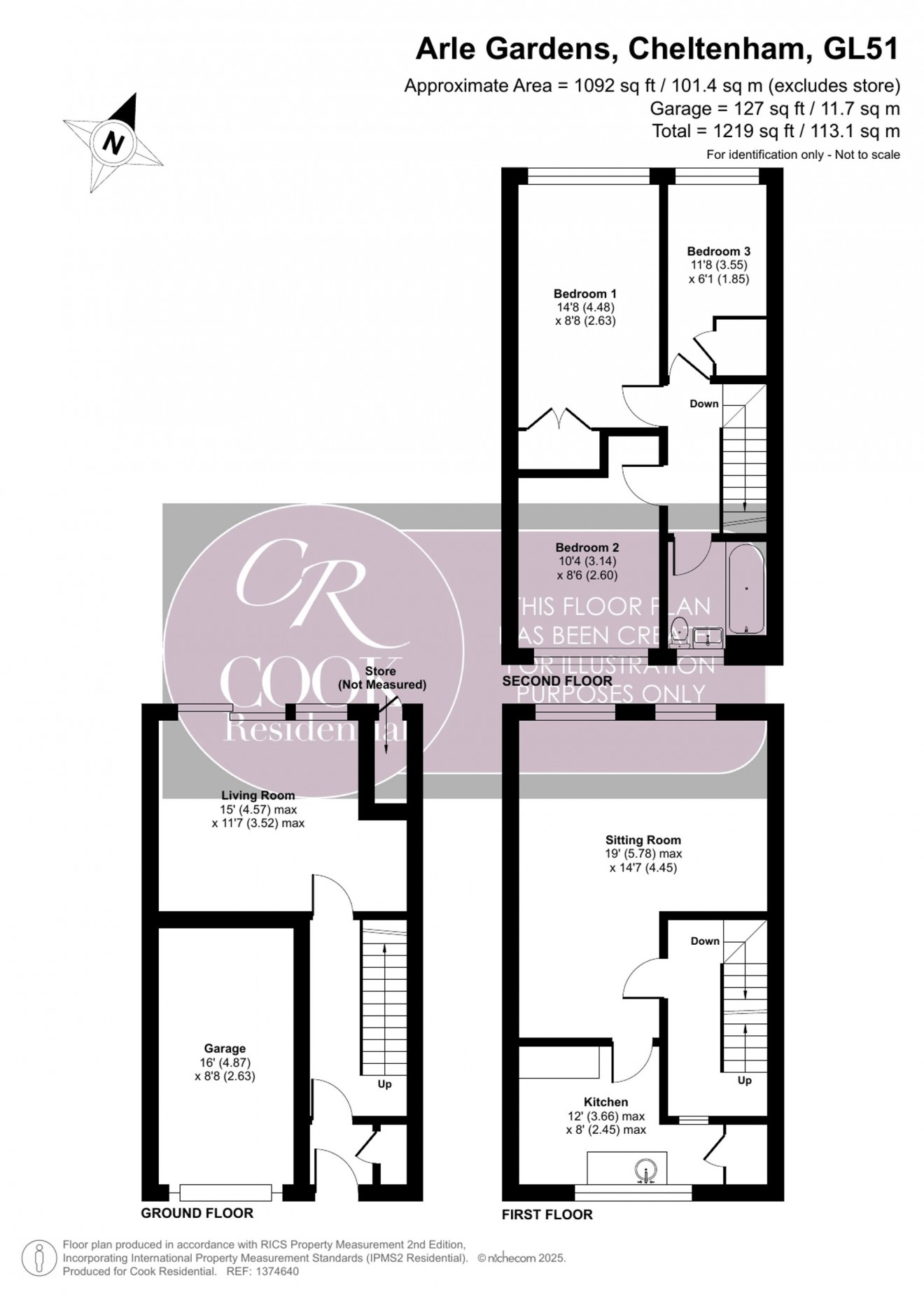 Floorplan for Arle Gardens, Cheltenham, GL51