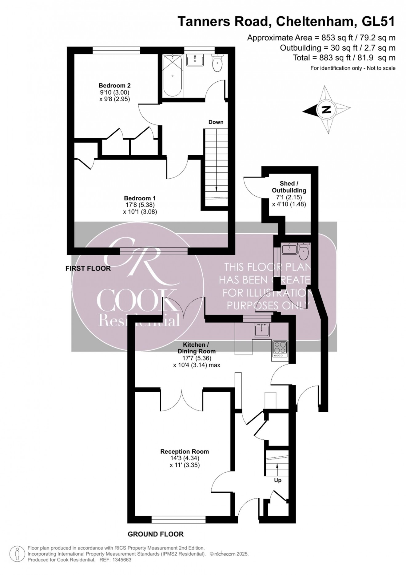 Floorplan for Tanners Road, Cheltenham, GL51
