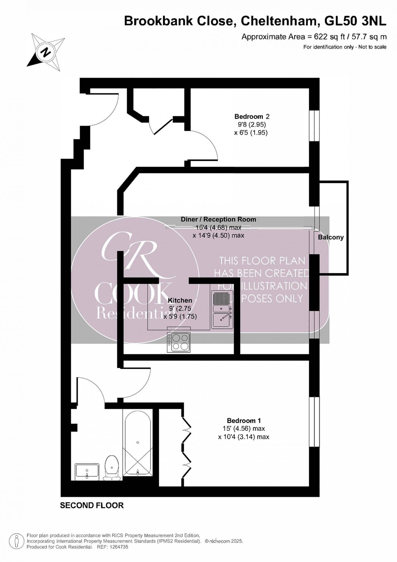 Floorplan for Brookbank Close, Emperor Court, GL50