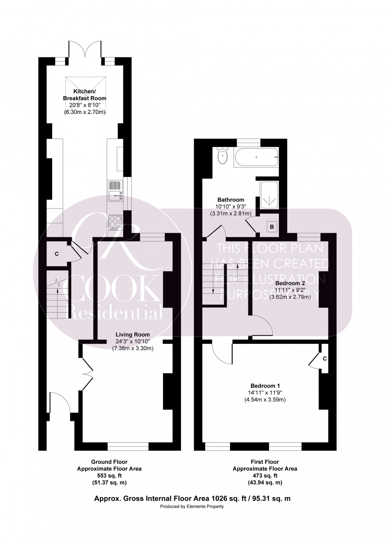 Floorplan for St. Lukes Place, Cheltenham, GL53