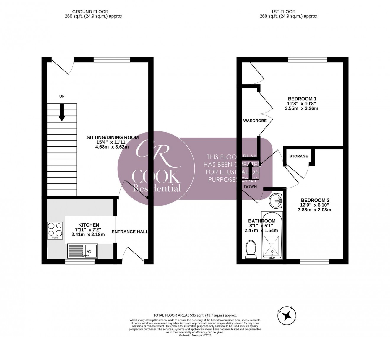 Floorplan for Bronte Close, Up Hatherley