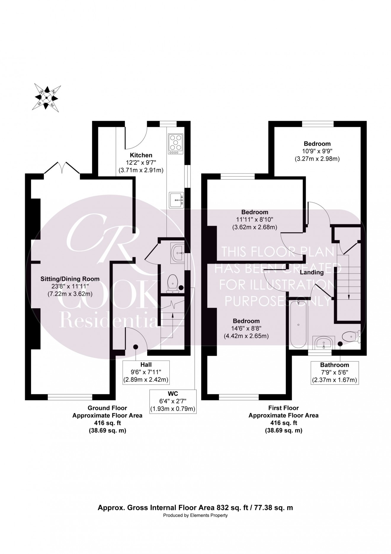 Floorplan for Wordsworth Avenue, Cheltenham, GL51