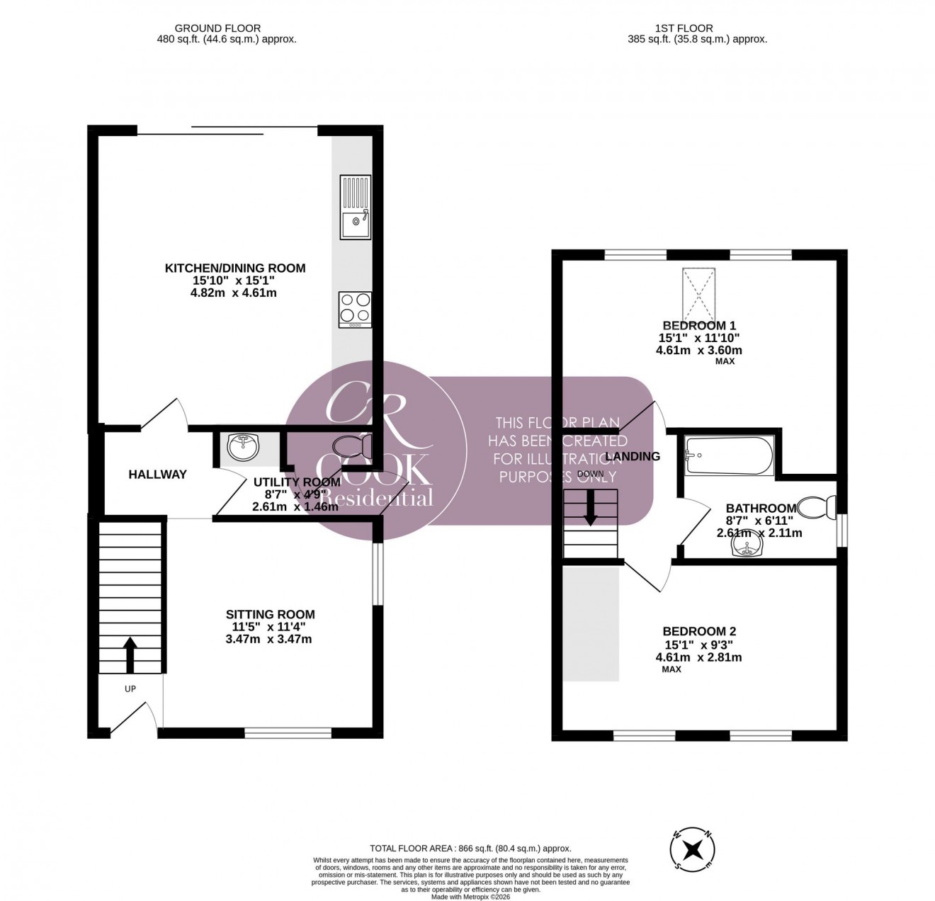 Floorplan for Rissington Close, Cheltenham, GL51
