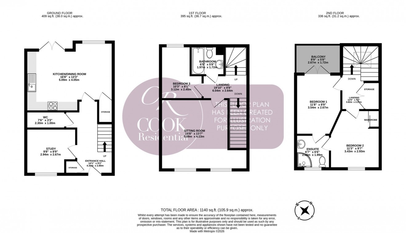 Floorplan for Gloucester Place, Town Centre
