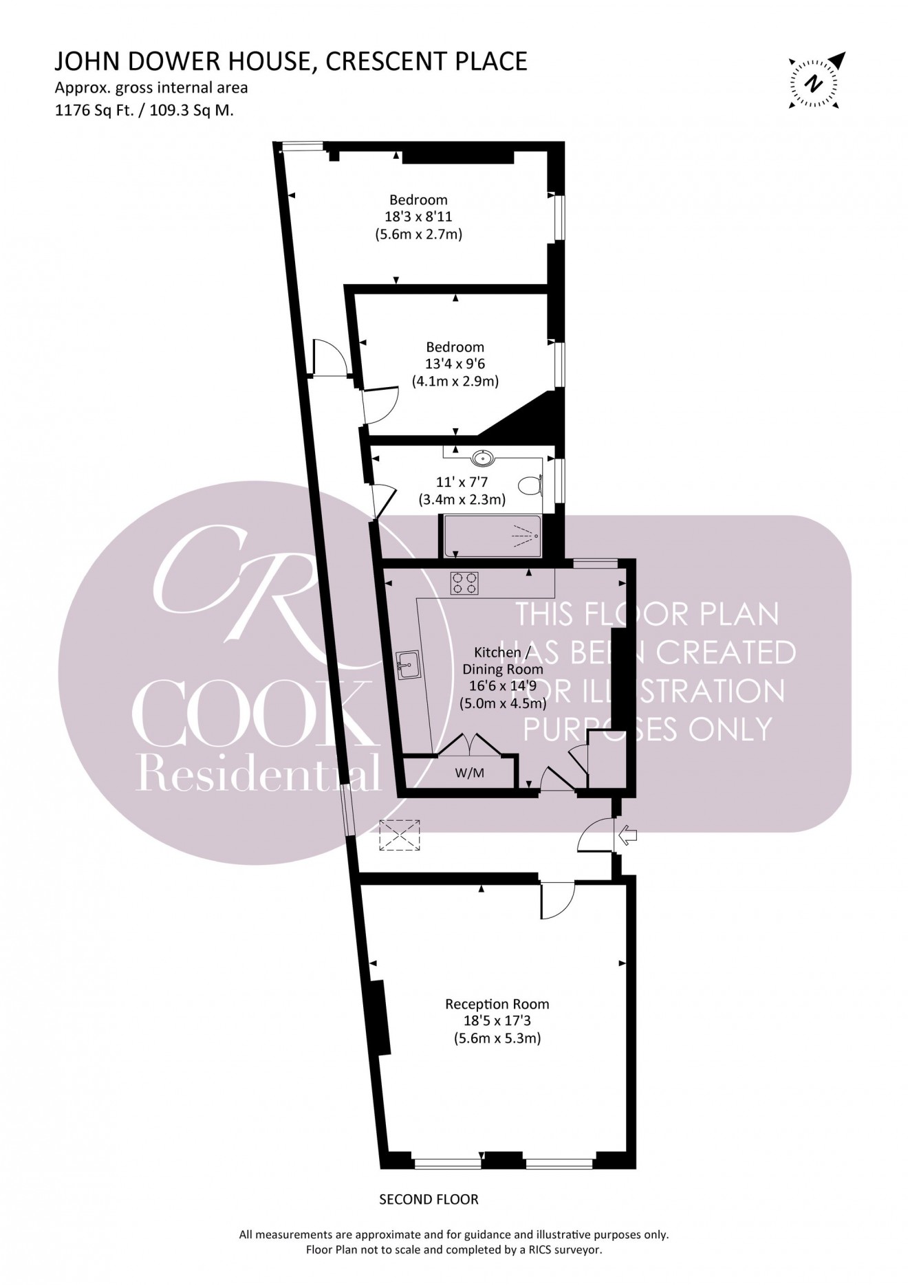 Floorplan for John Dower House, Crescent Place, Montpellier