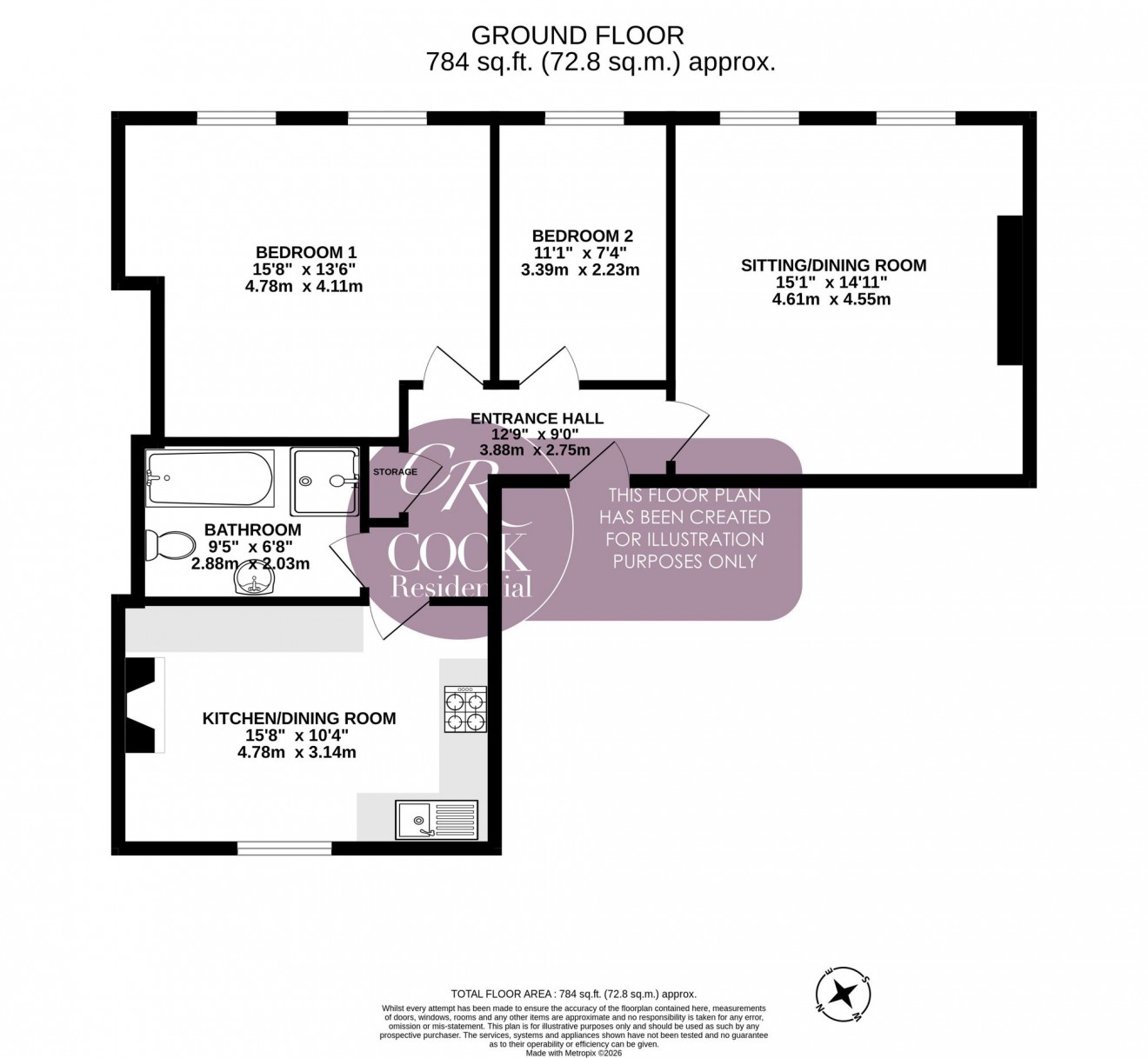 Floorplan for Clarence Road, Pittville