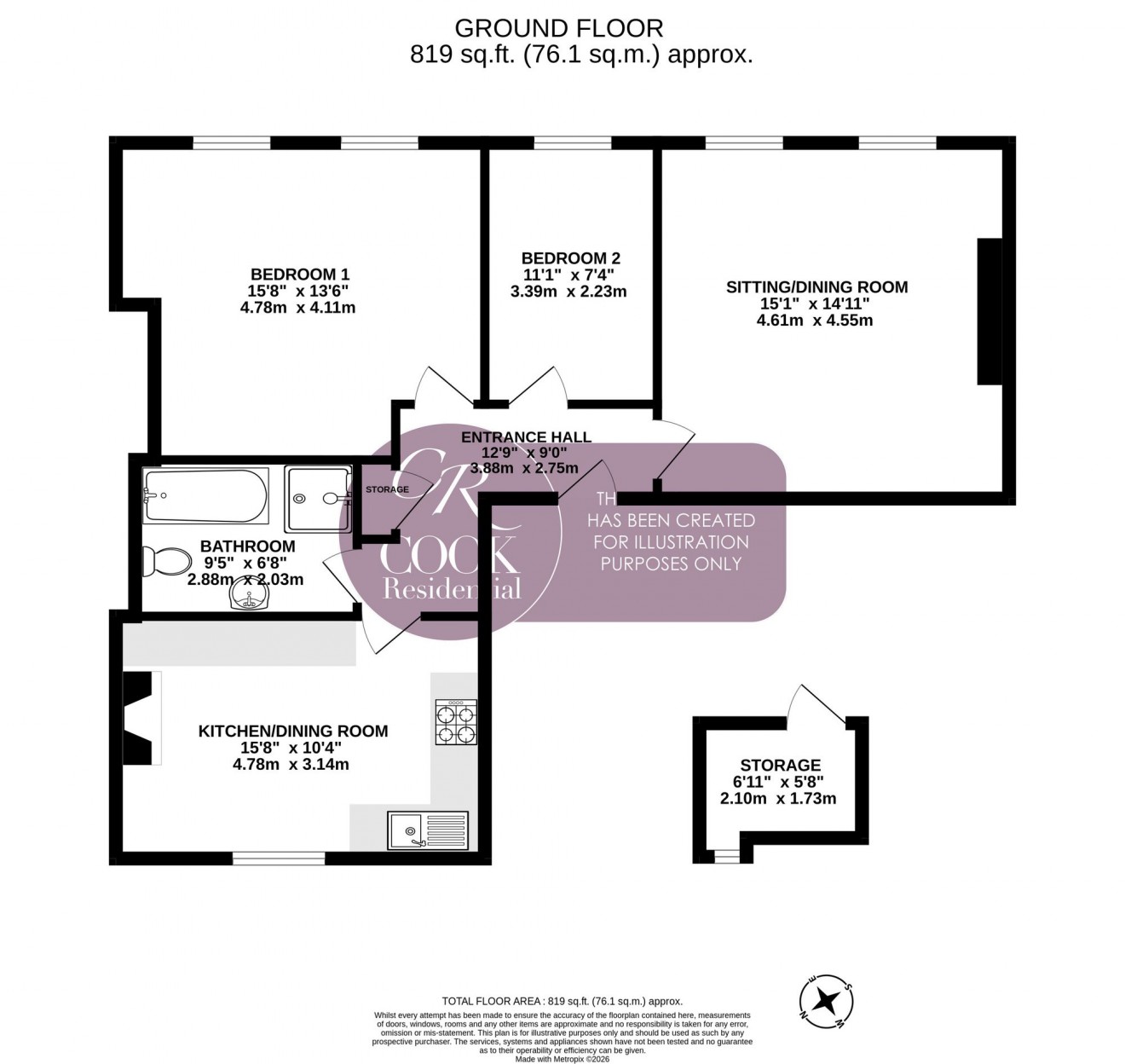 Floorplan for Clarence Road, Pittville