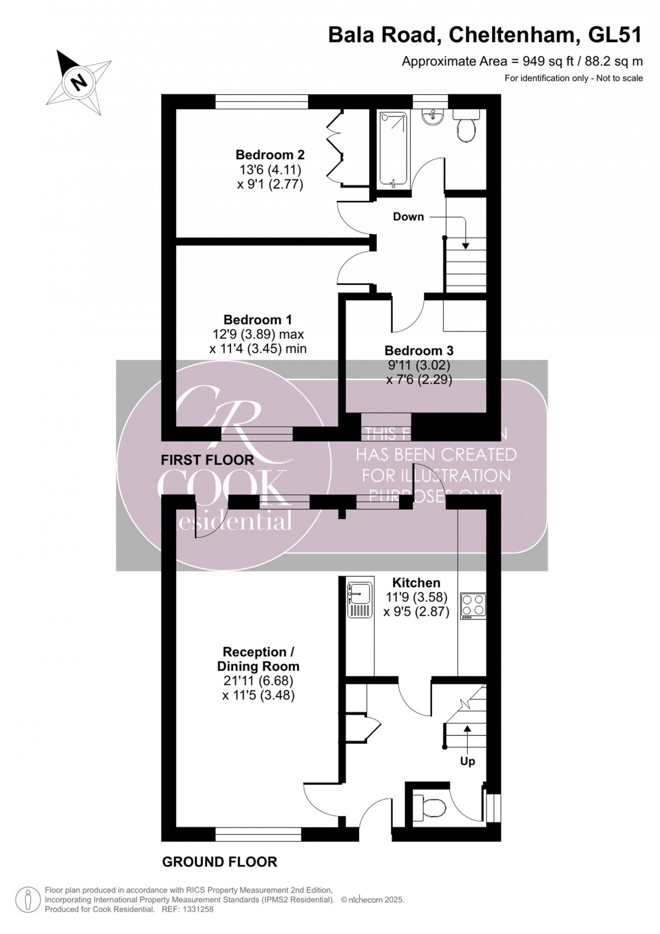 Floorplan for Bala Road, Cheltenham, GL51