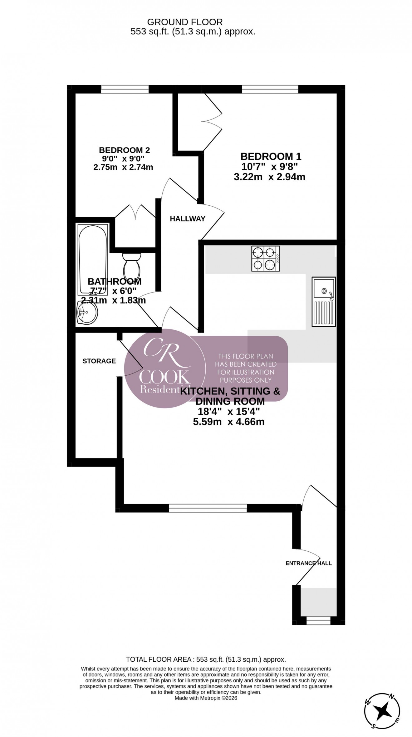 Floorplan for Mendip Road, GL52 5DP